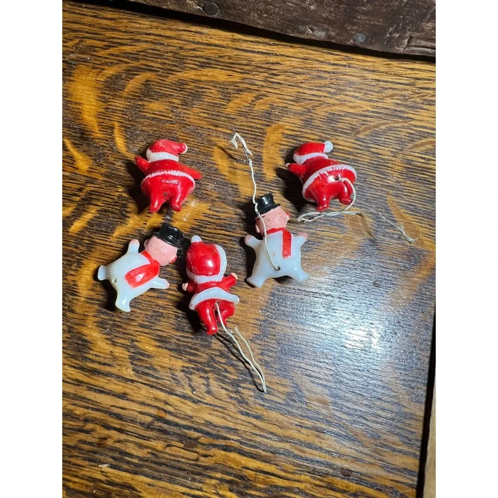 Vintage 50s 60s Mini Christmas Set 5 Santa Snowman Elf Hong Kong Retro